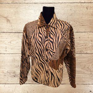 Brown Leopard Quilted Jacket New Directions Small